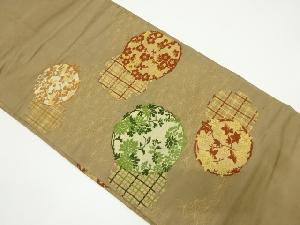 アンティーク　花丸紋に麻の葉模様織り出し名古屋帯（着用可）